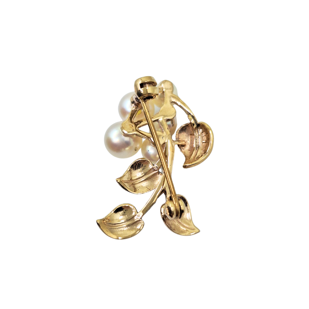 9ct Yellow Gold Spray Pearl Brooch