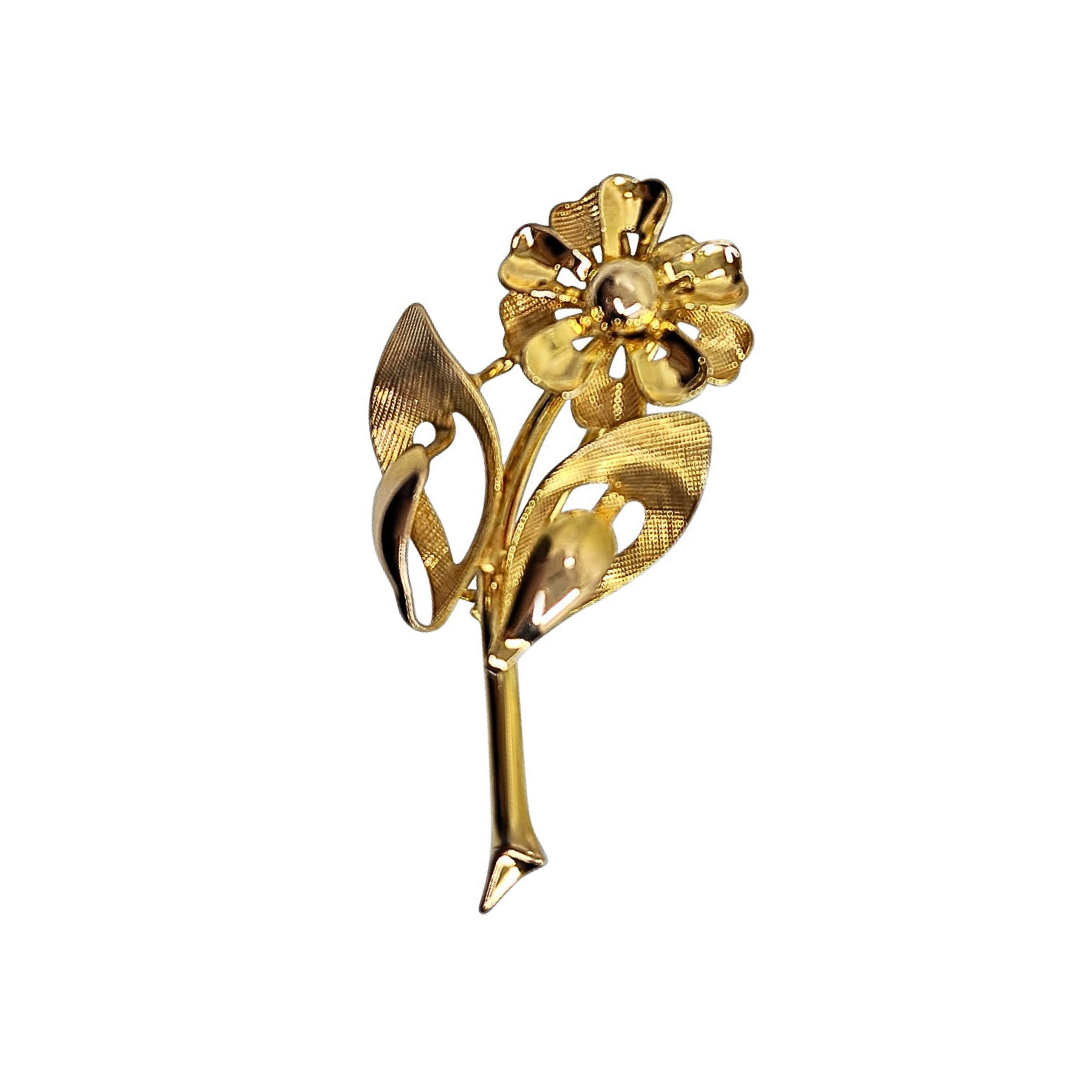9ct Yellow Gold Flower Brooch
