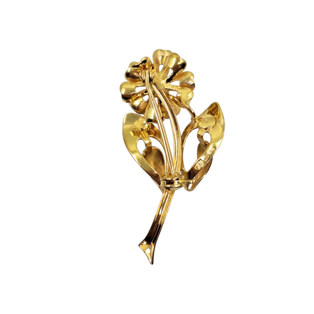 9ct Yellow Gold Flower Brooch