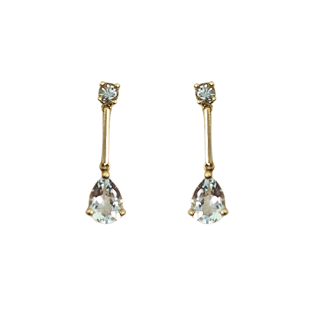9ct Yellow Gold Aquamarine Drop Earrings