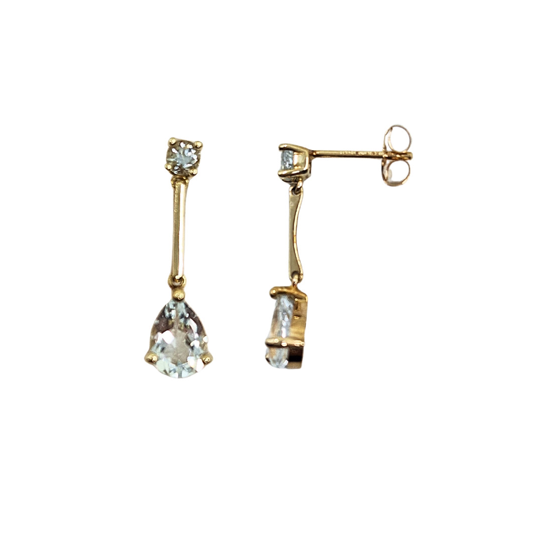 9ct Yellow Gold Aquamarine Drop Earrings
