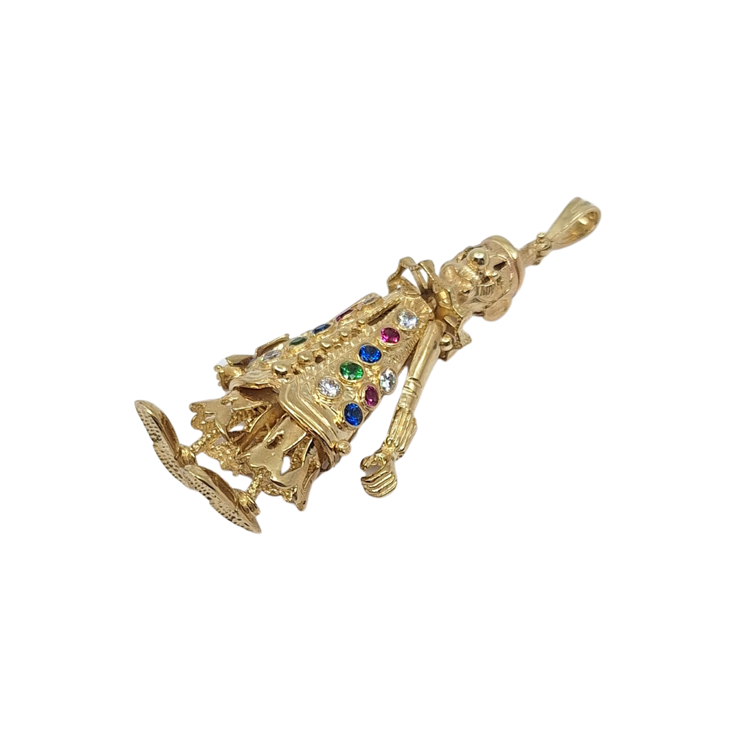 9ct Yellow Gold Cubic Zirconia Clown Pendant