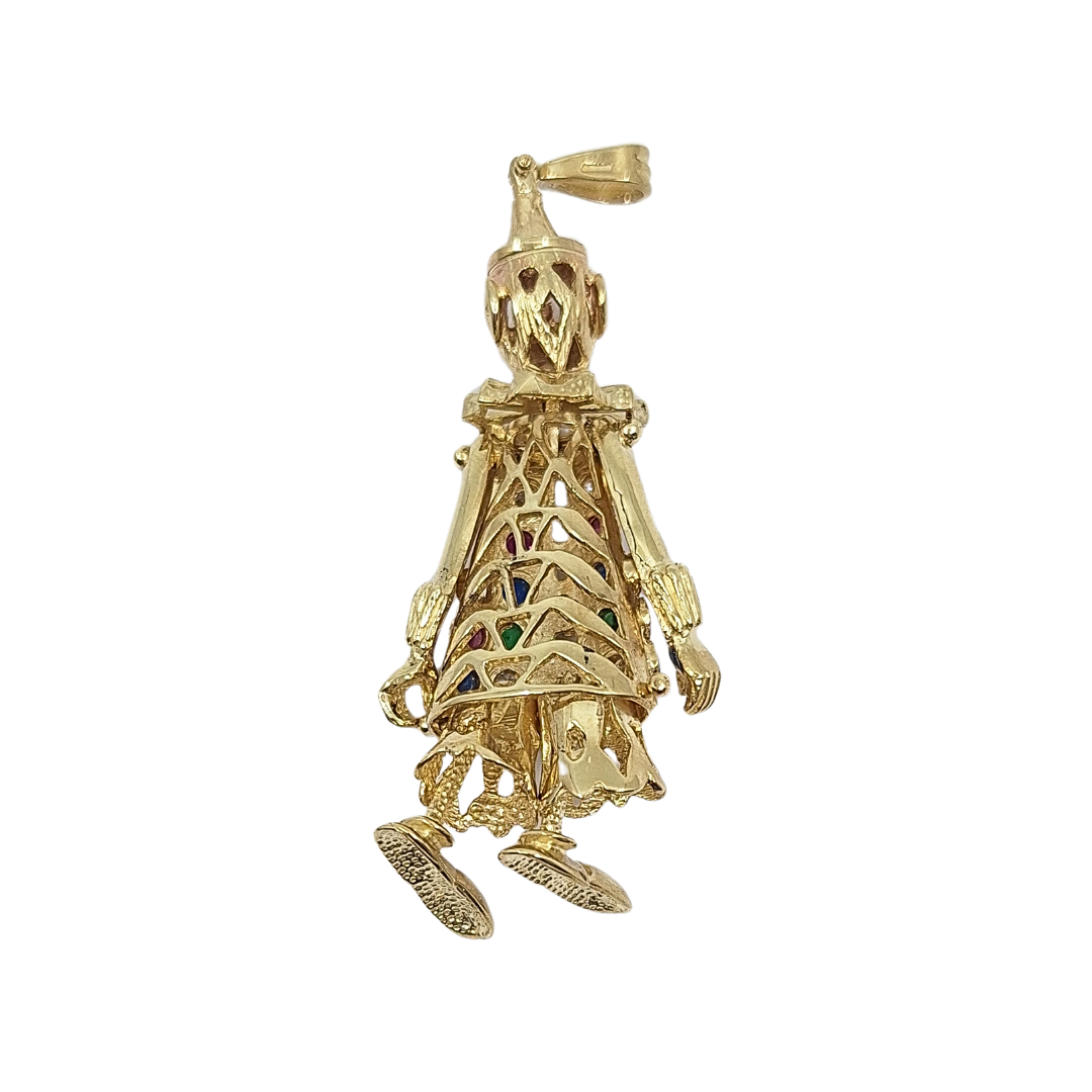 9ct Yellow Gold Cubic Zirconia Clown Pendant