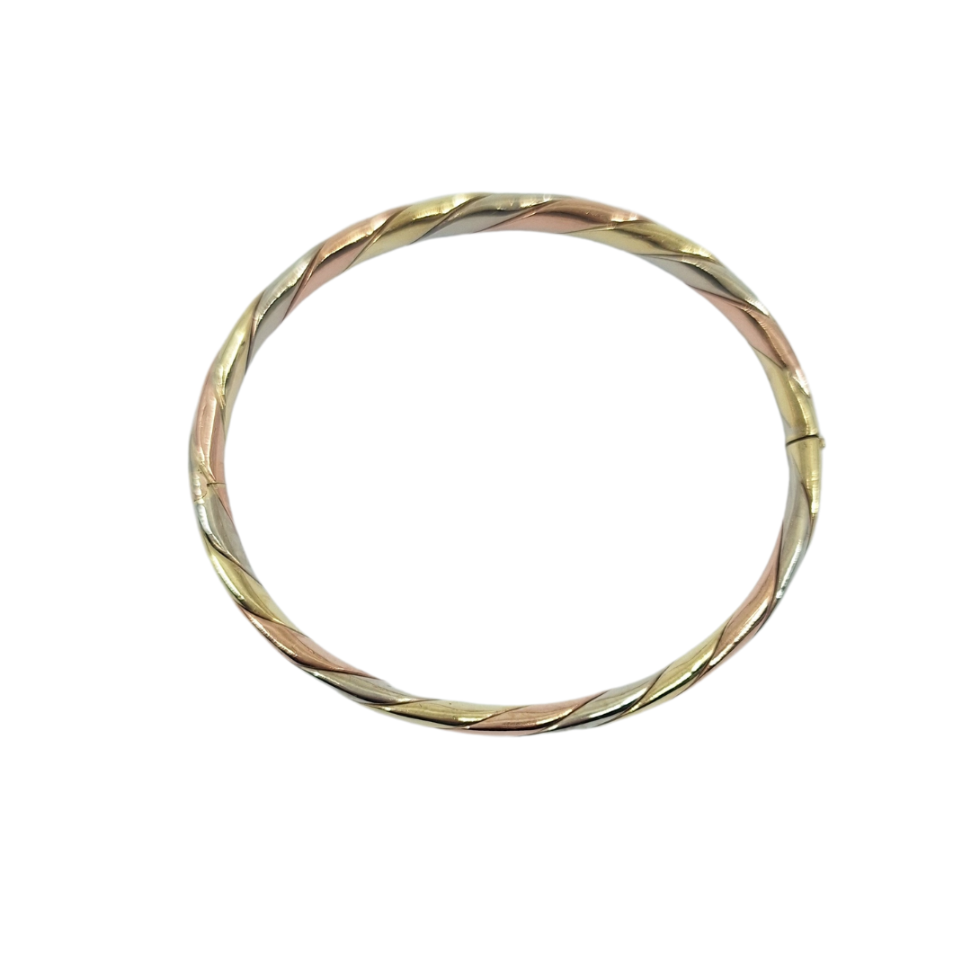 9ct 3 Colour Gold Twist Bangle