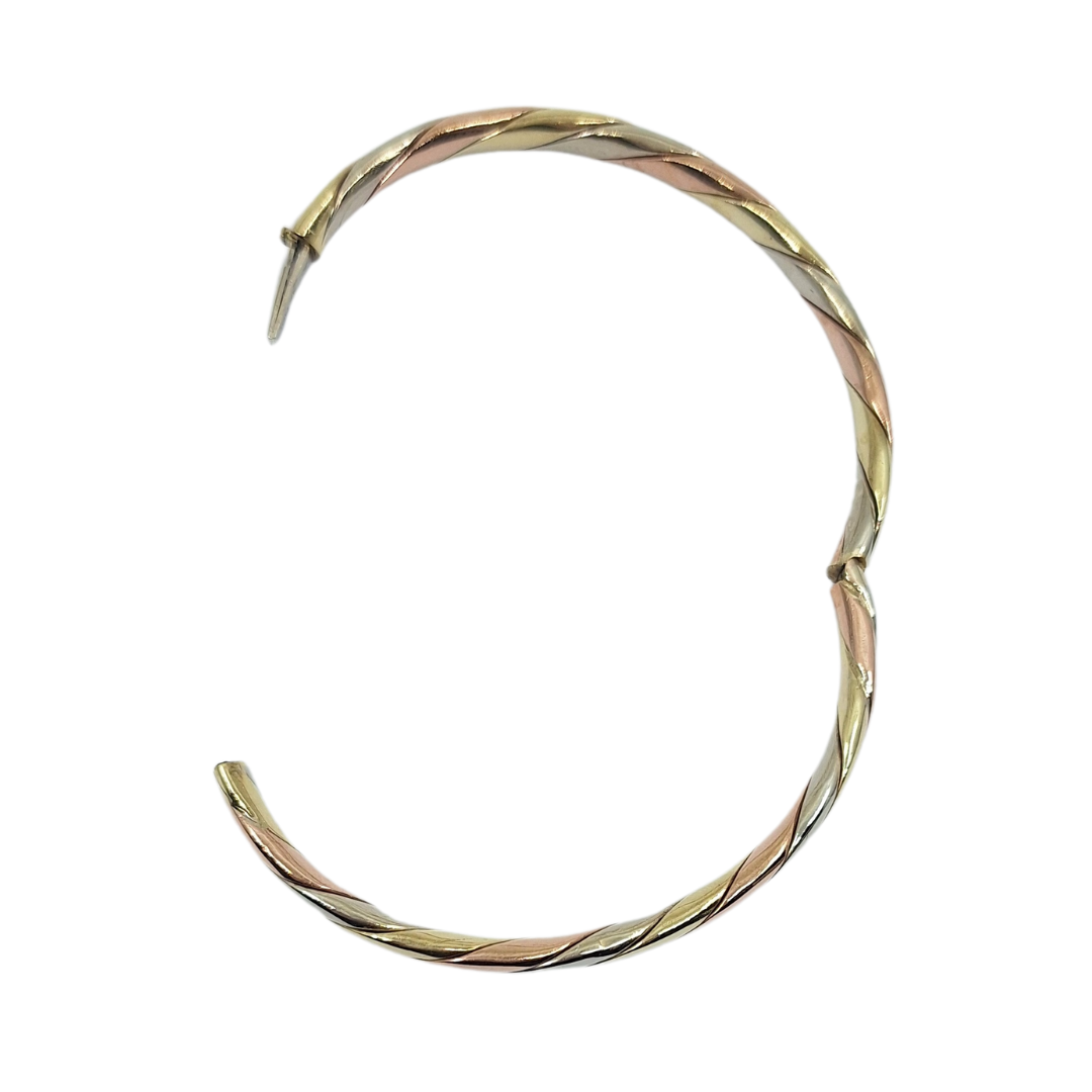 9ct 3 Colour Gold Twist Bangle