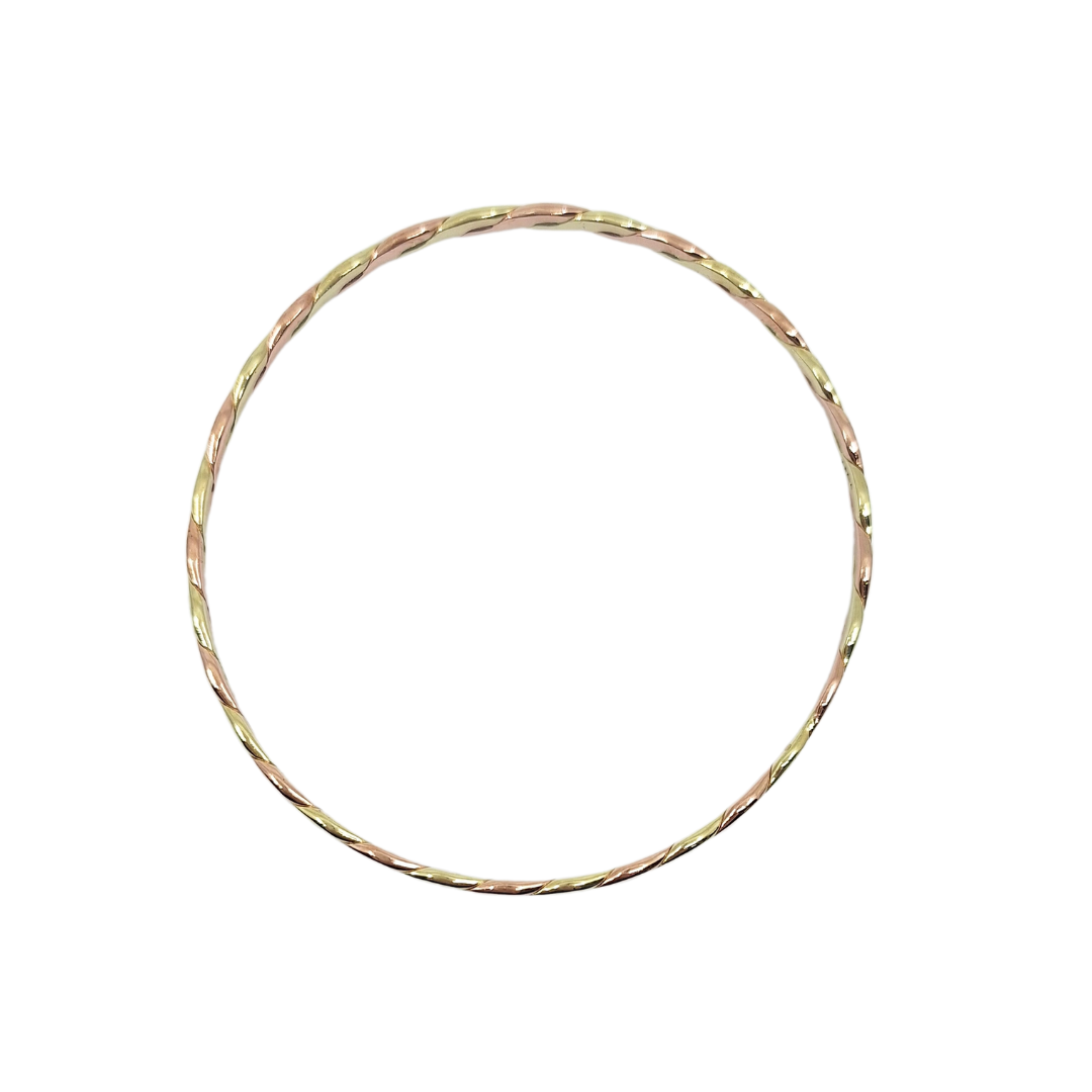 9ct Yellow & Rose Gold Twisted Slave Bangle