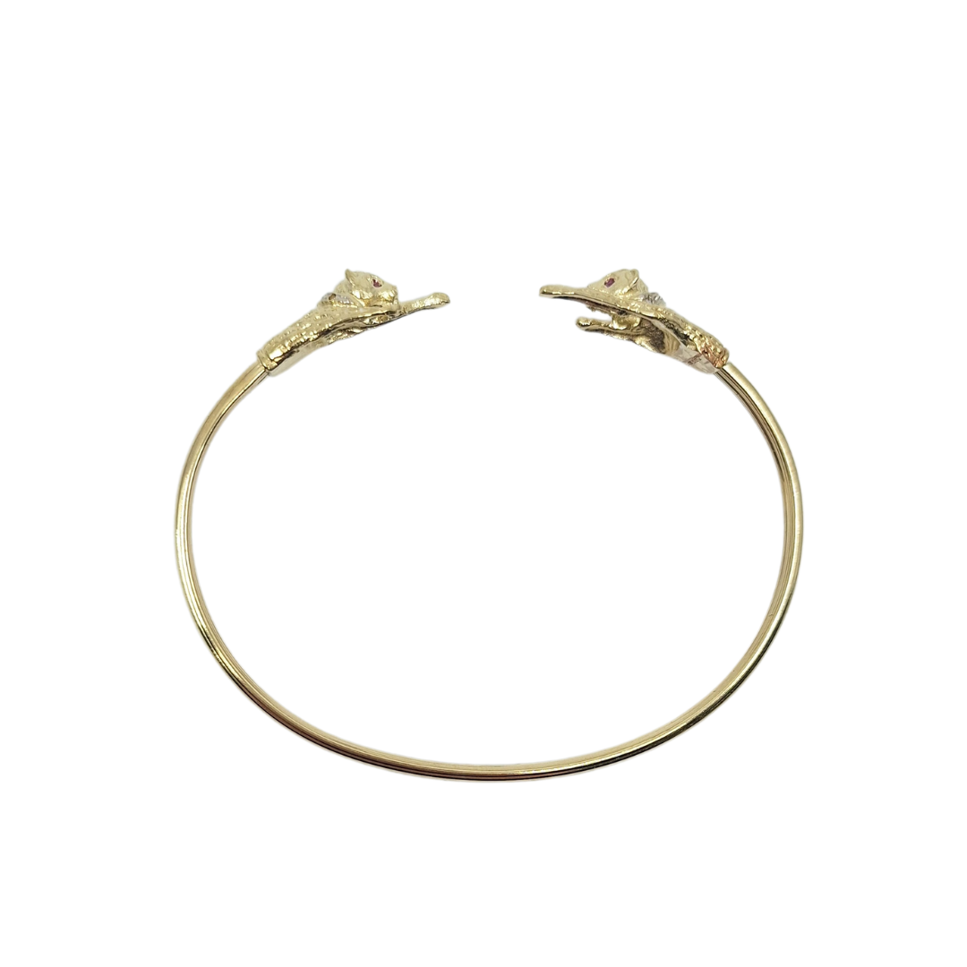 14ct Yellow Gold Cat Torque Bangle