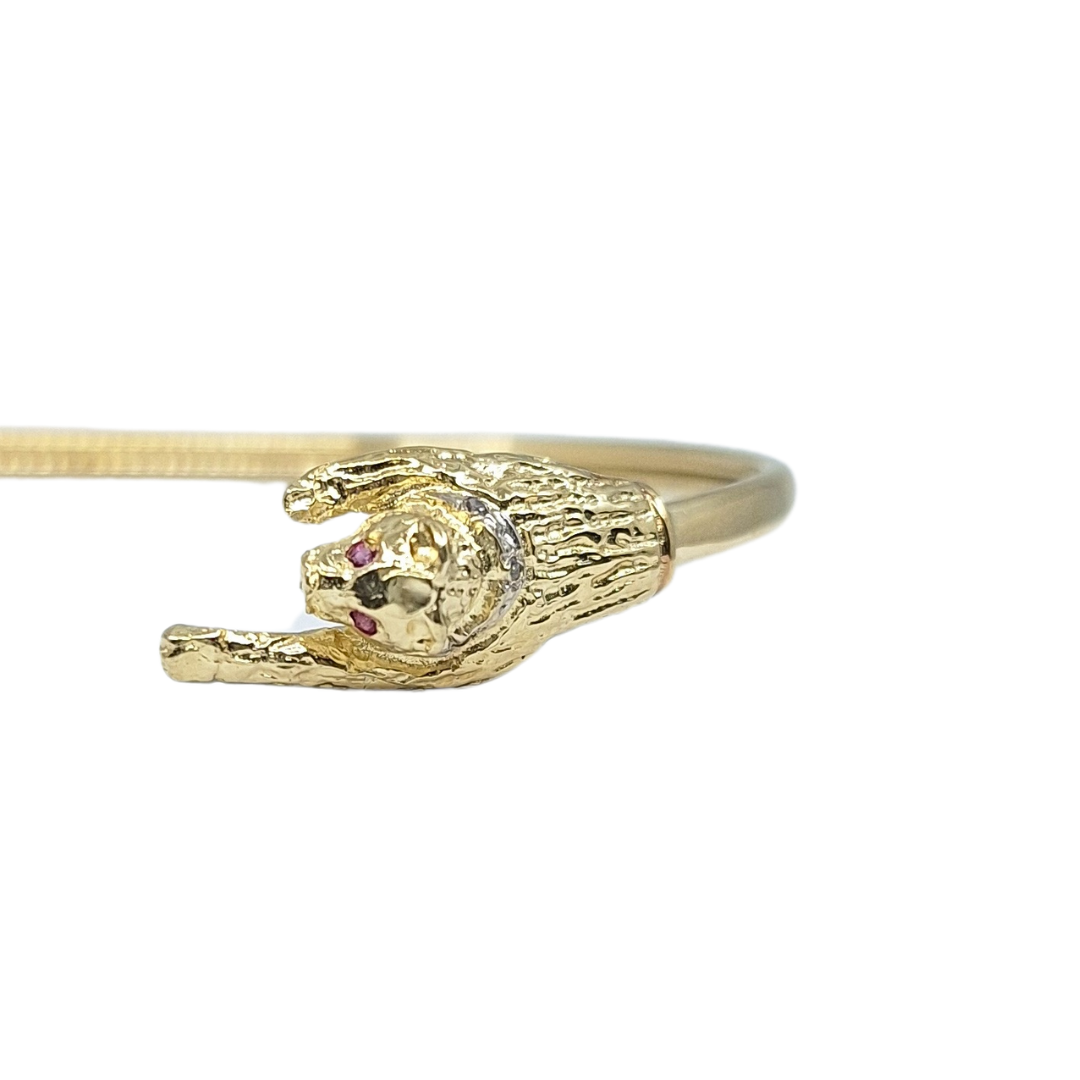 14ct Yellow Gold Cat Torque Bangle