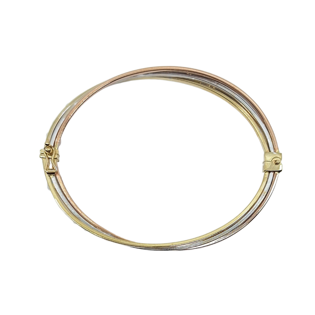 14ct 3 Colour Gold Russian Style Bangle