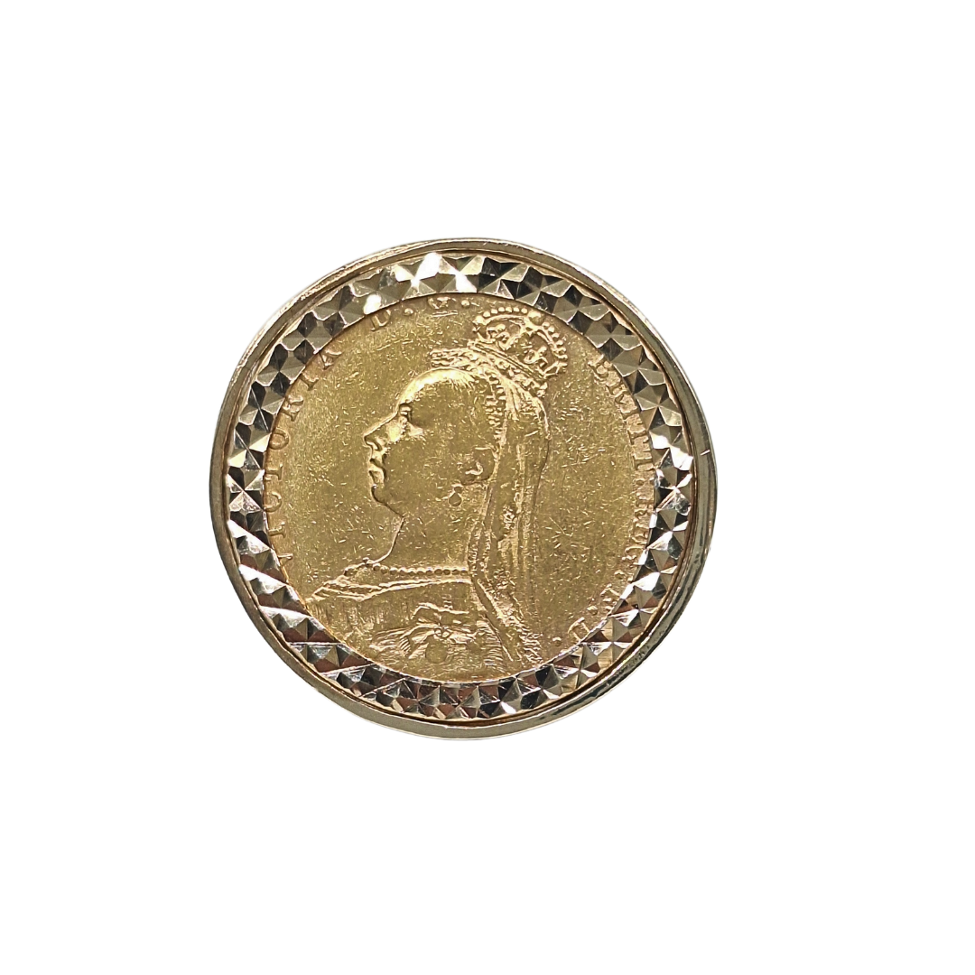 9ct/22ct Yellow Gold Full Sovereign Ring 1891