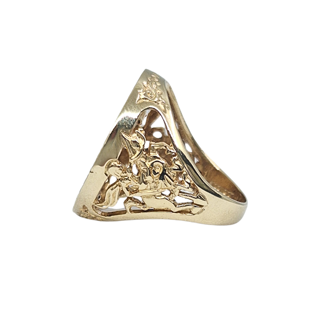 9ct/22ct Yellow Gold Full Sovereign Ring 1891