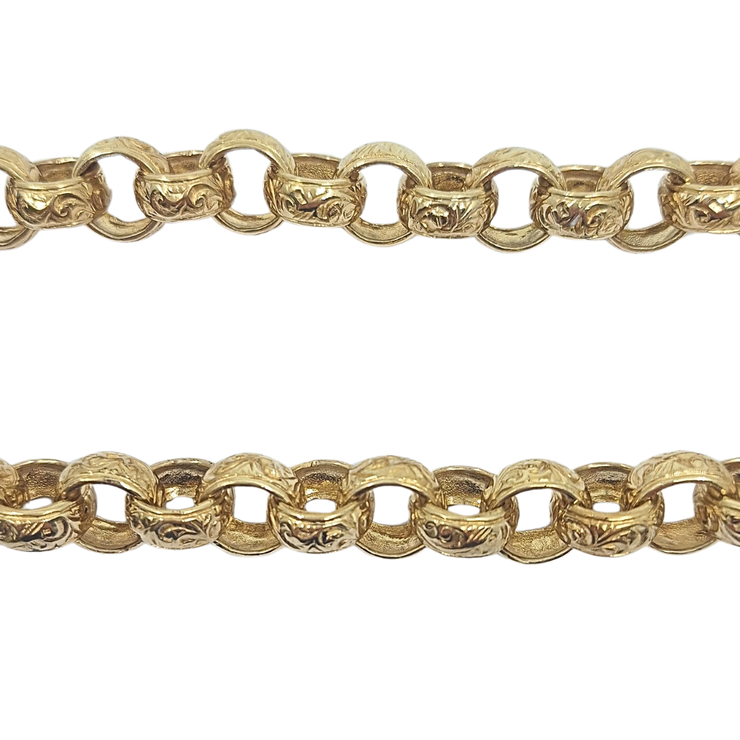 9ct Yellow Gold Patterned Belcher Chain 24"
