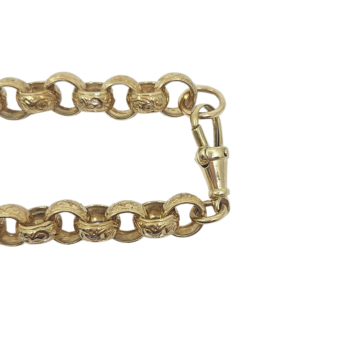 9ct Yellow Gold Patterned Belcher Chain 24"