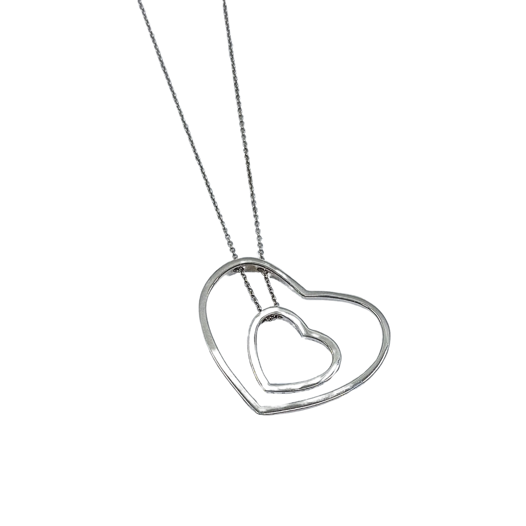18ct White Gold Double Heart Diamond Pendant