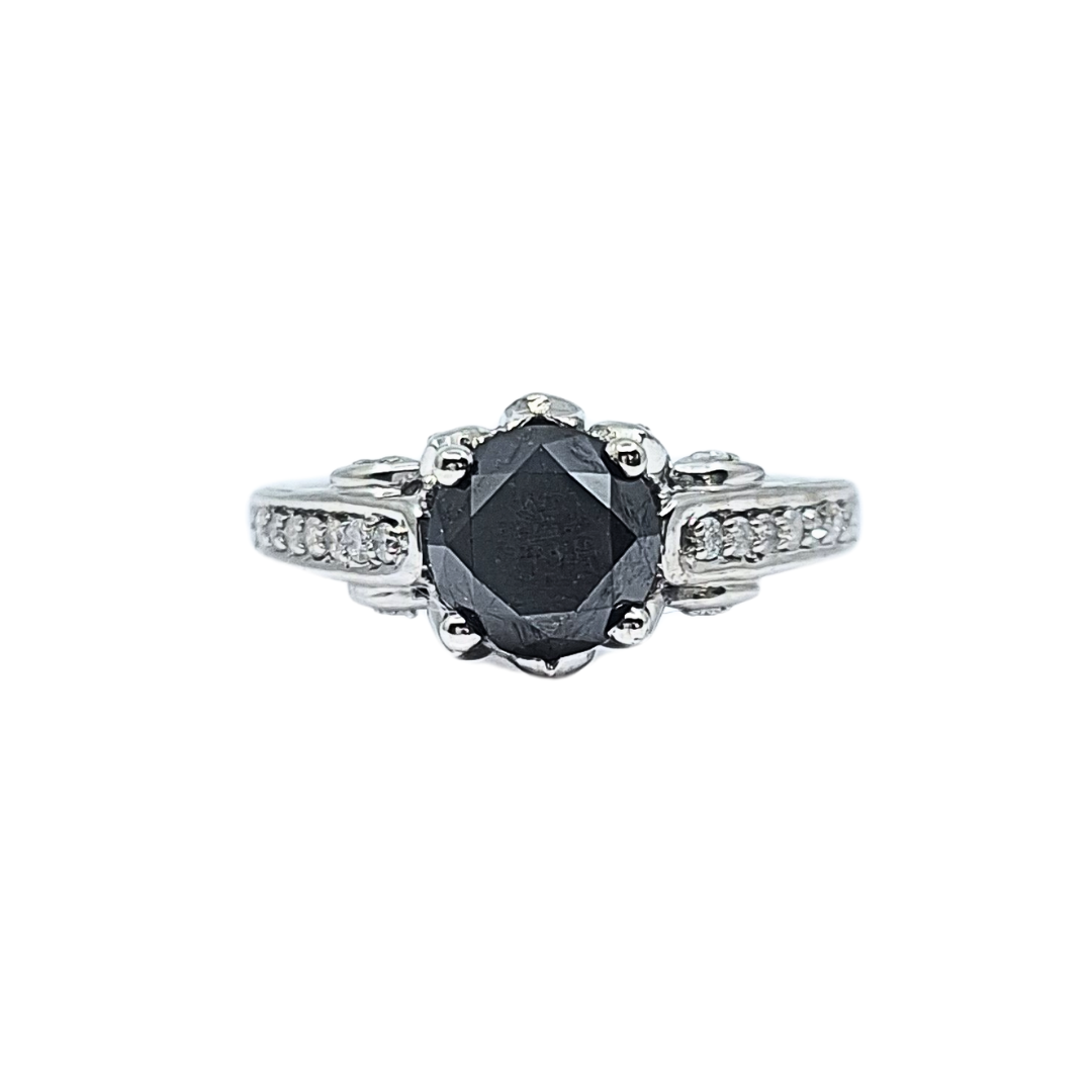 9ct White Gold Black Diamond Ring