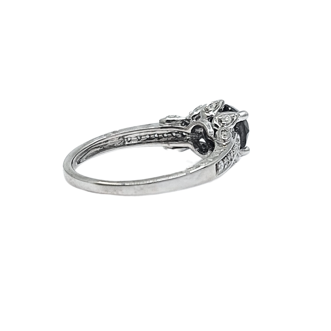 9ct White Gold Black Diamond Ring