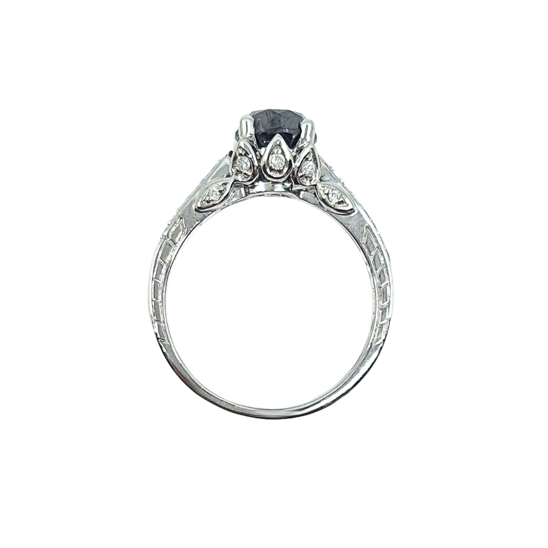 9ct White Gold Black Diamond Ring