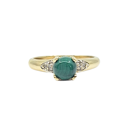 9ct Yellow Gold Agate & Diamond Ring