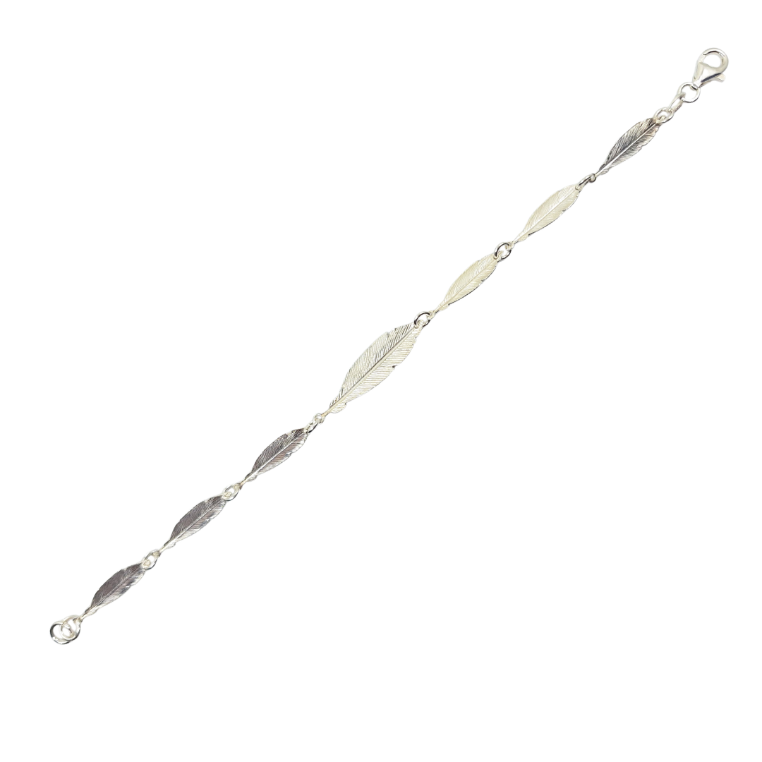 Silver Feather Bracelet 7"
