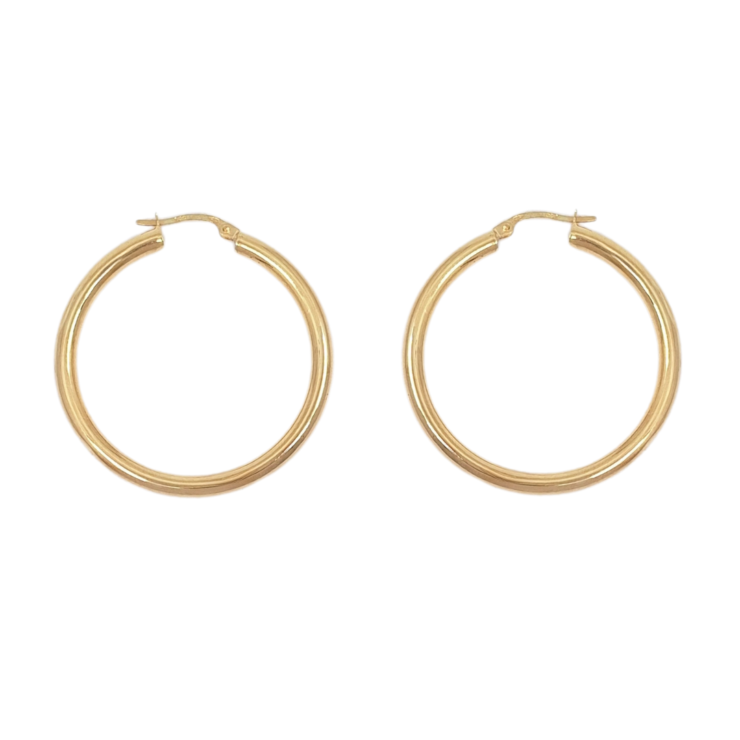 9ct Yellow Gold Plain Hoop Earrings