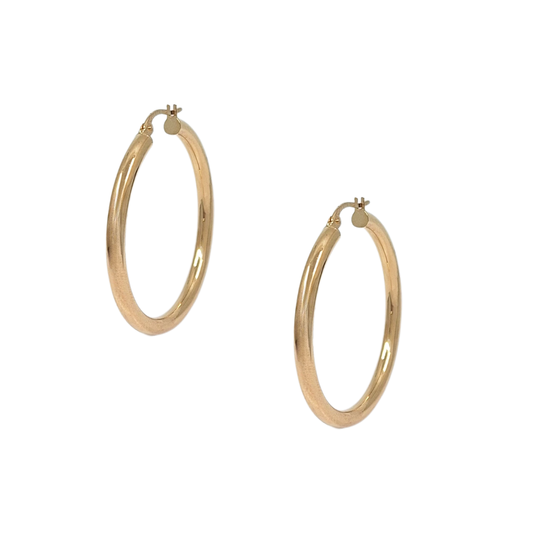 9ct Yellow Gold Plain Hoop Earrings