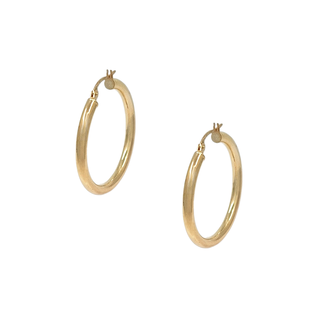 9ct Yellow Gold Plain Hoop earrings