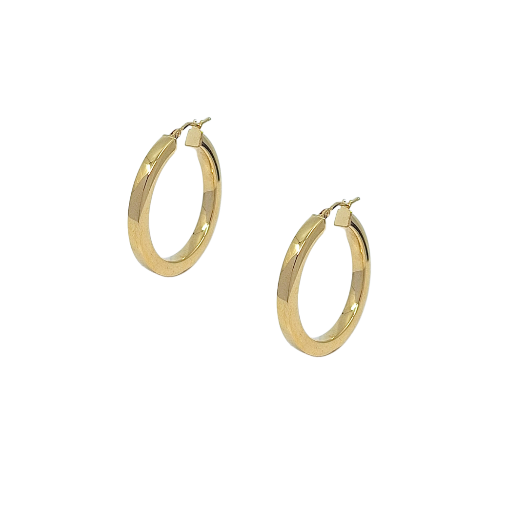 9ct Yellow Gold Square Tube Hoop Earrings