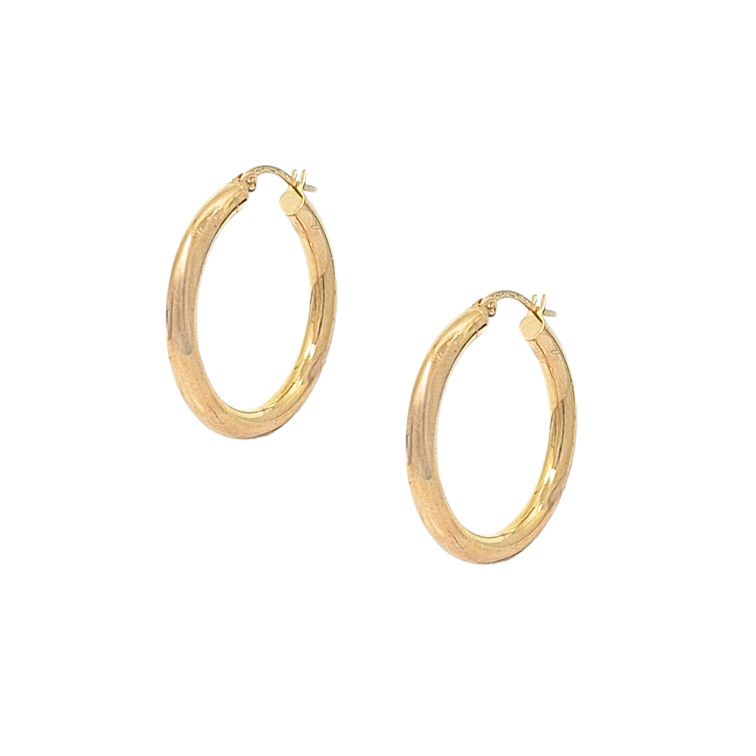 9ct Yellow Gold Plain Hoop Earrings