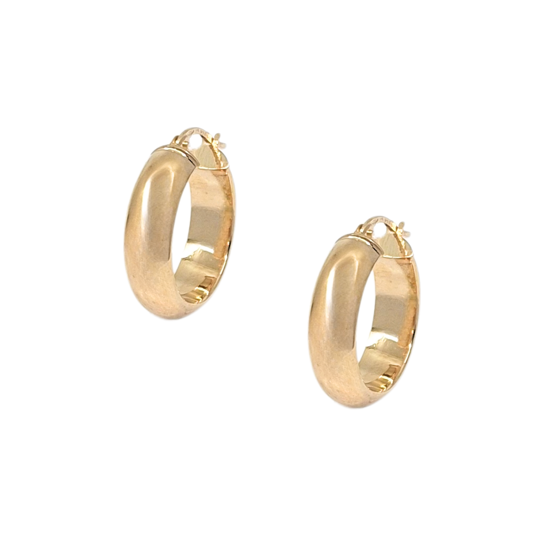 9ct Yellow Gold Wedding Band Hoop Earrings