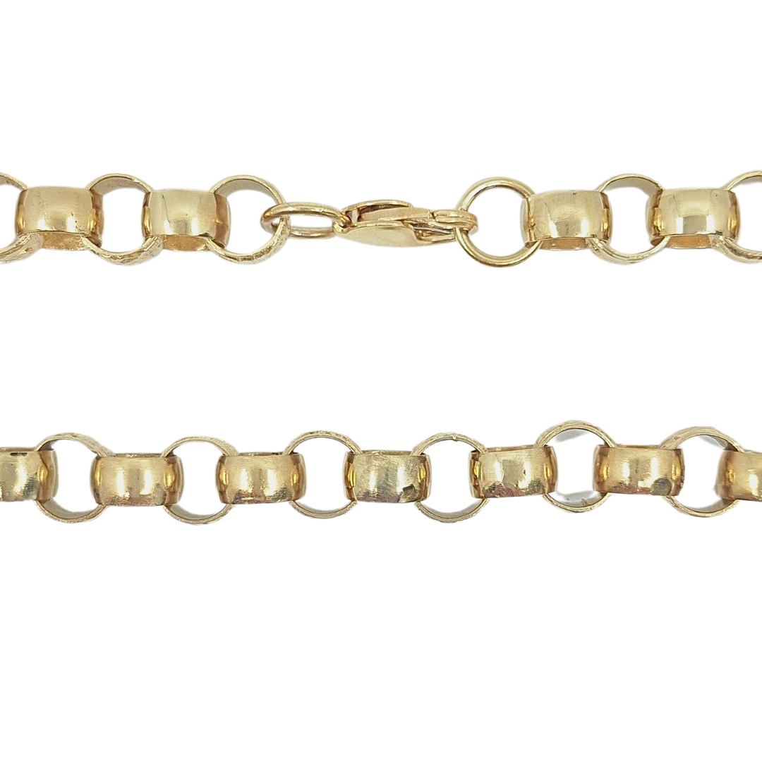 9ct Yellow Gold Patterned Belcher Chain 22"