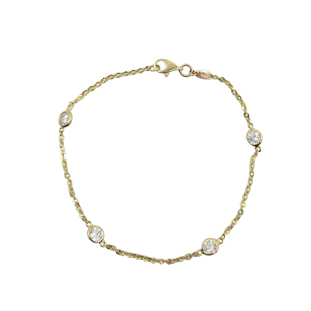 9ct Yellow Gold Bezel Set Cubic Zirconia Station Bracelet