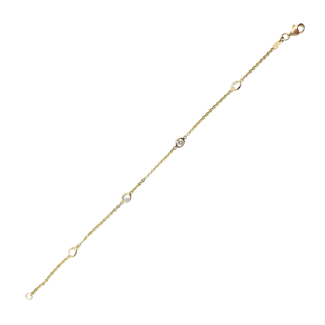 9ct Yellow Gold Bezel Set Cubic Zirconia Station Bracelet