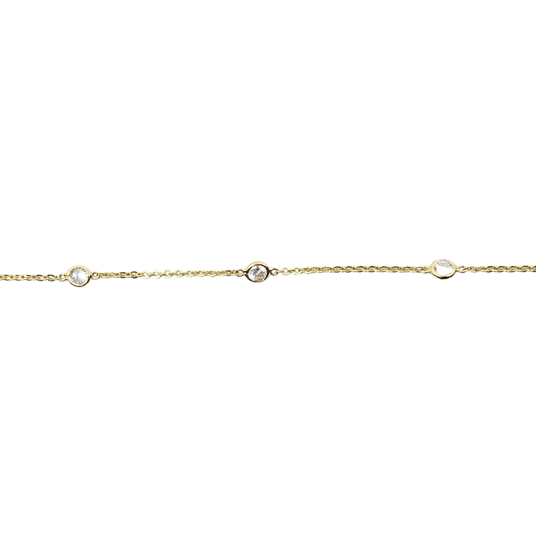 9ct Yellow Gold Bezel Set Cubic Zirconia Station Bracelet