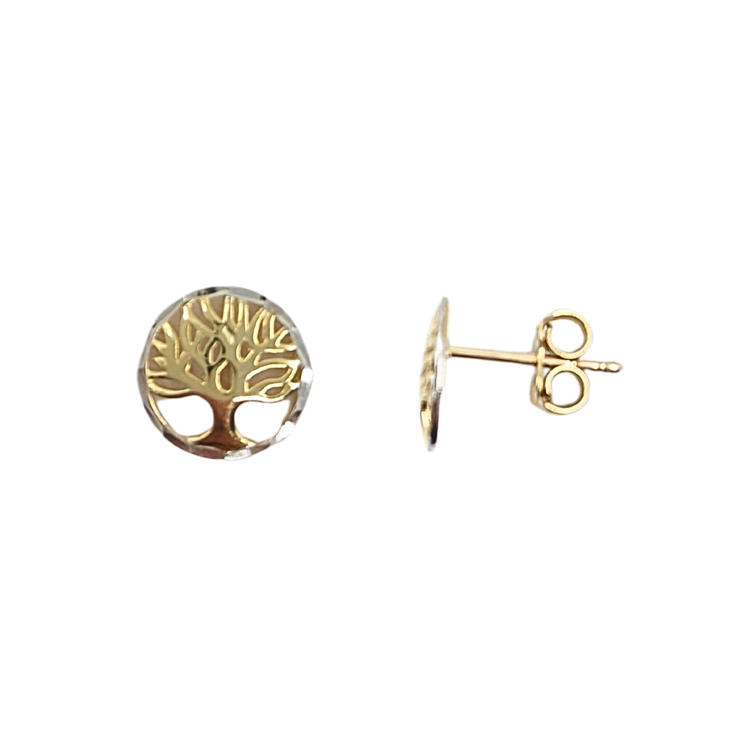 9ct Yellow Gold Tree Of Life Stud Earrings