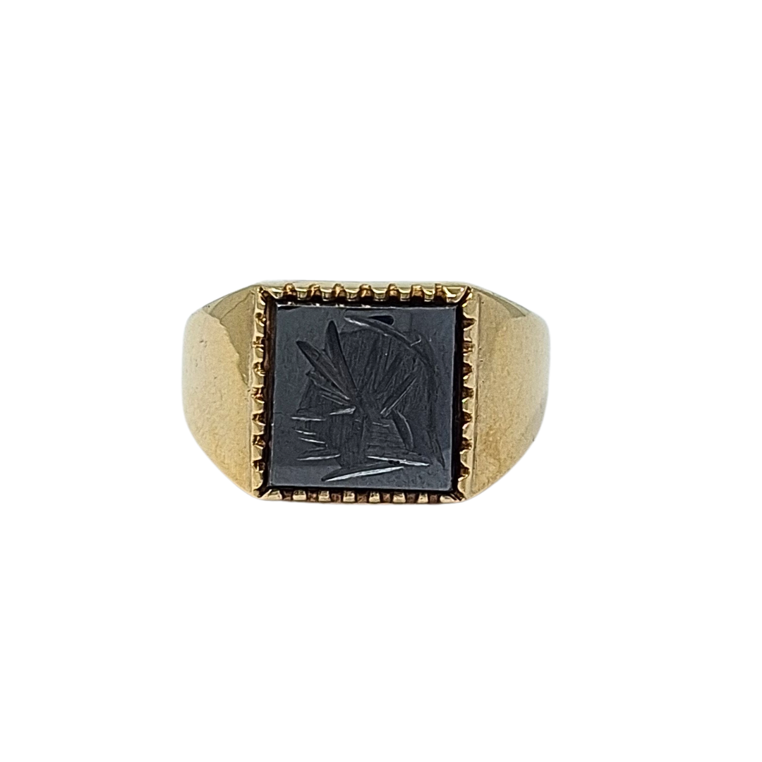 9ct Yellow Gold Hematite Signet Ring