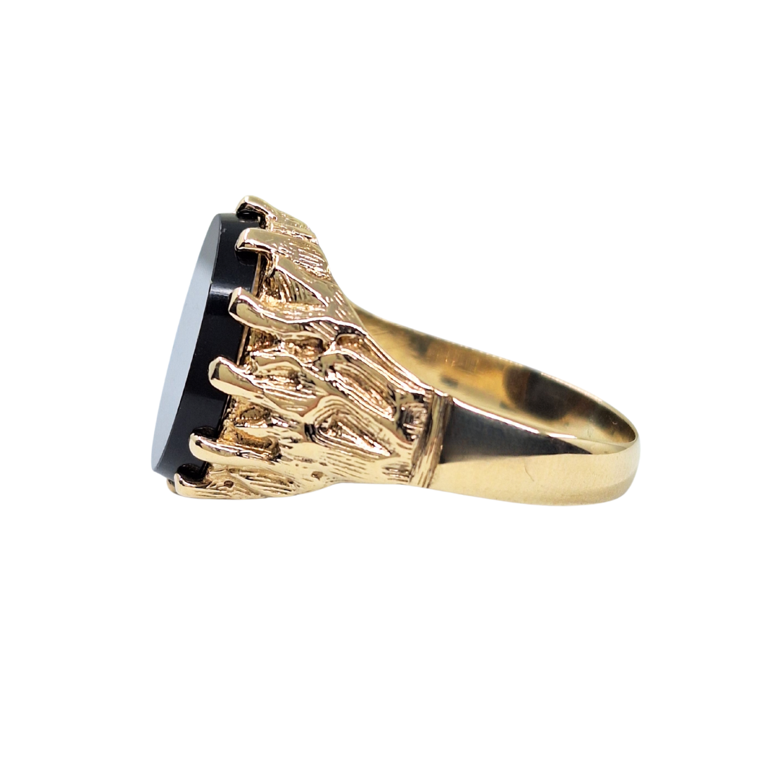 9ct Yellow Gold Oval Onyx Ring
