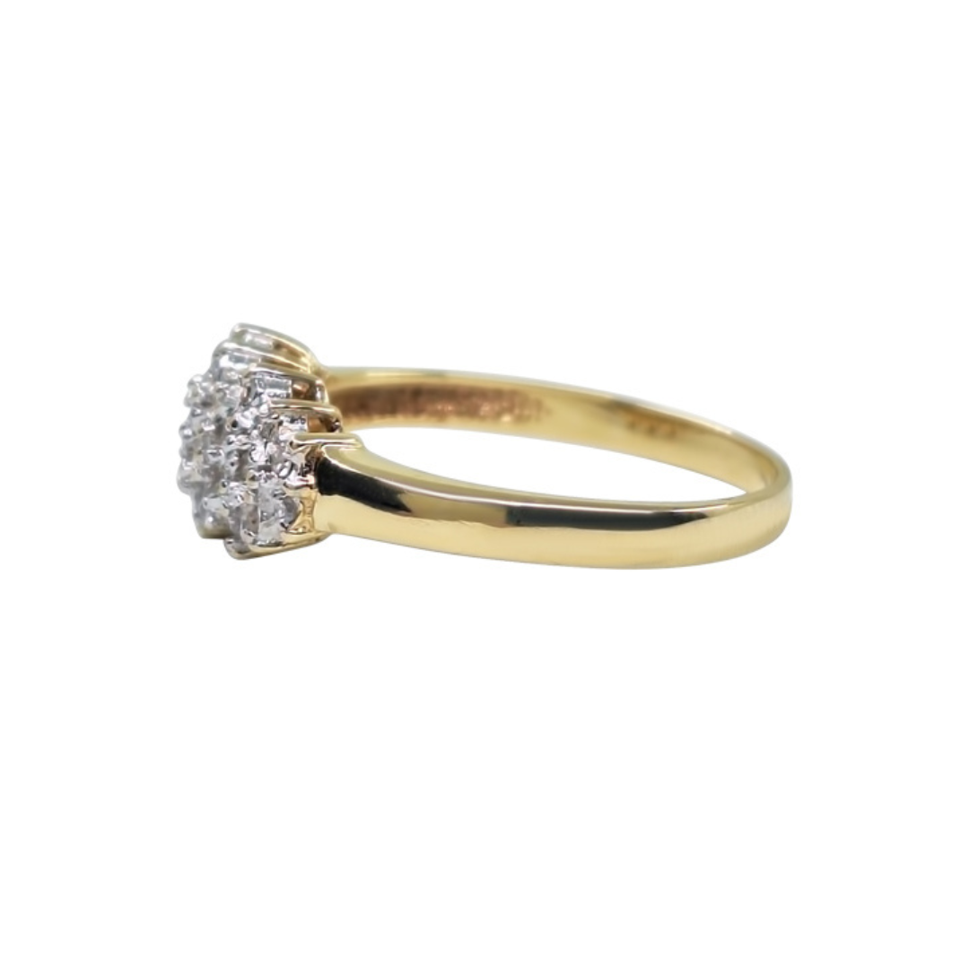 9ct Yellow Gold Diamond Cluster Ring 0.10ct