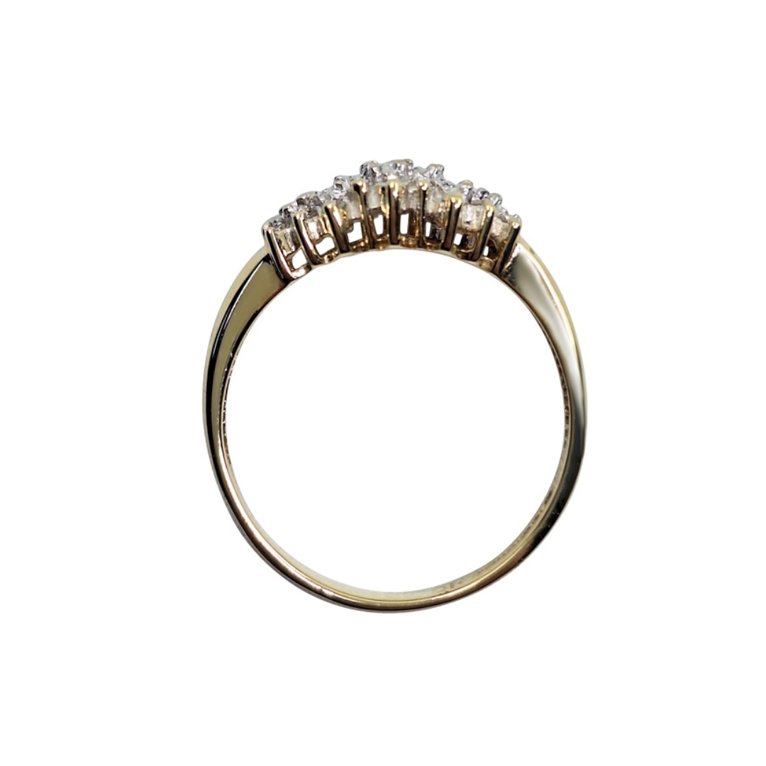 9ct Yellow Gold Diamond Cluster Ring 0.10ct