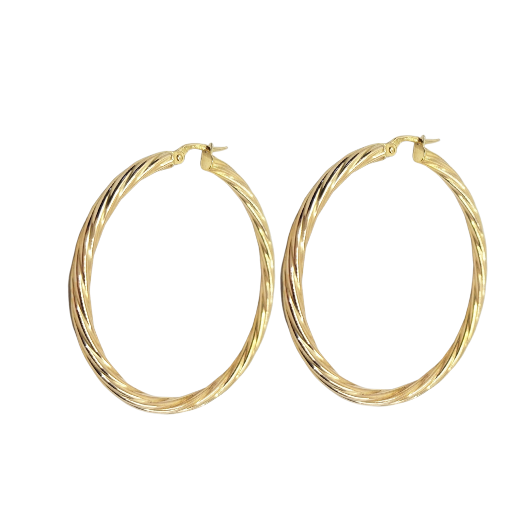 9ct Yellow Gold Twist Creole Earrings