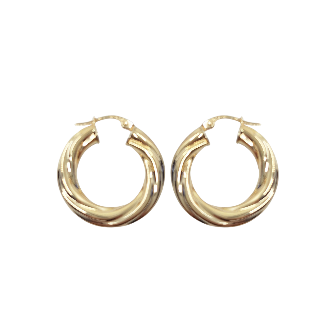 9ct Yellow Gold Twist Creole Earrings