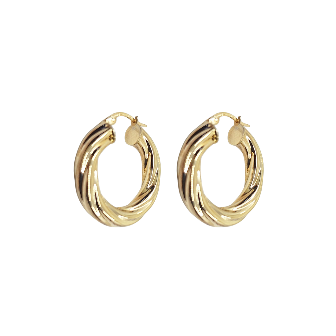 9ct Yellow Gold Twist Creole Earrings