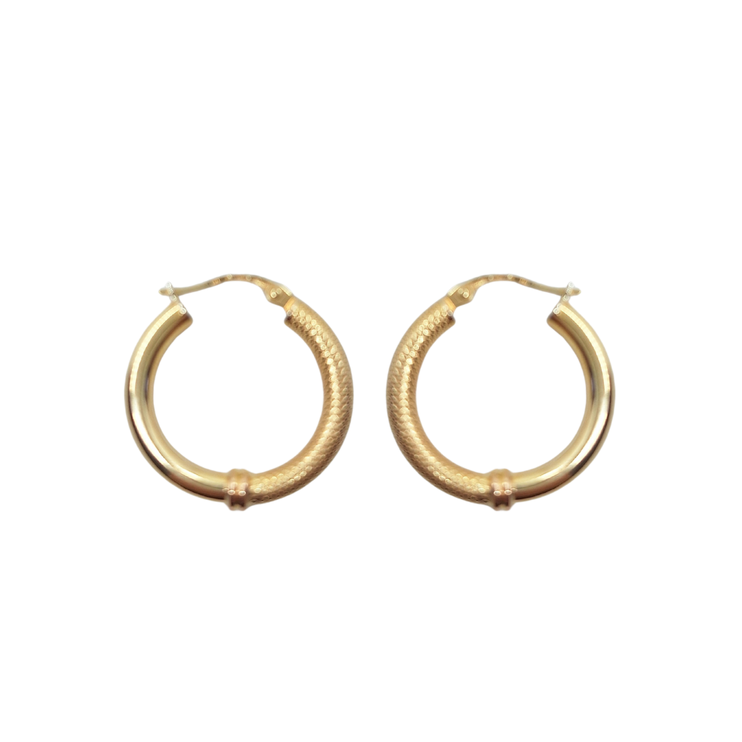 9ct Yellow Gold Patterned Hoop Earrings