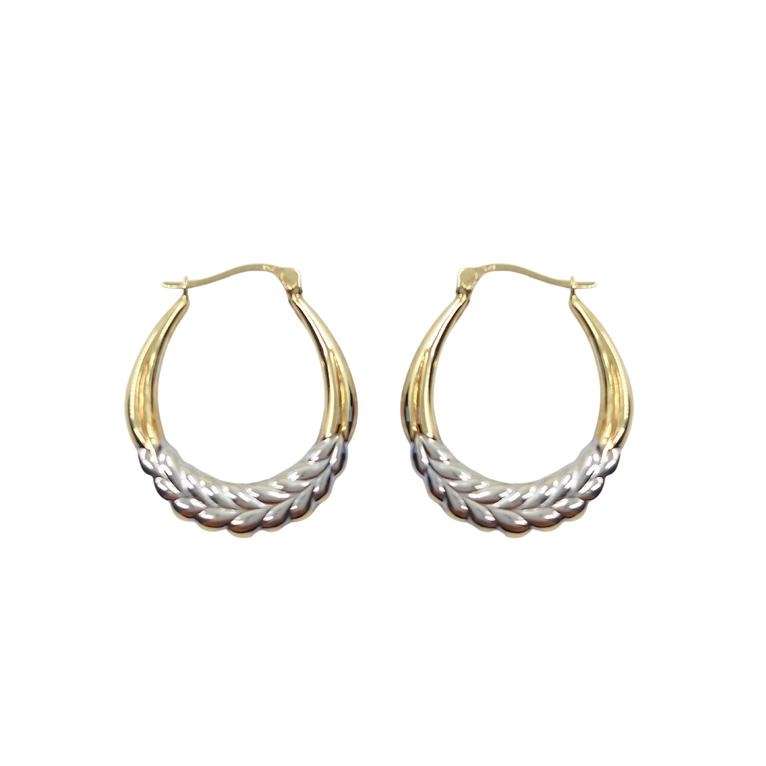 9ct Yellow & White Gold Creole Earrings