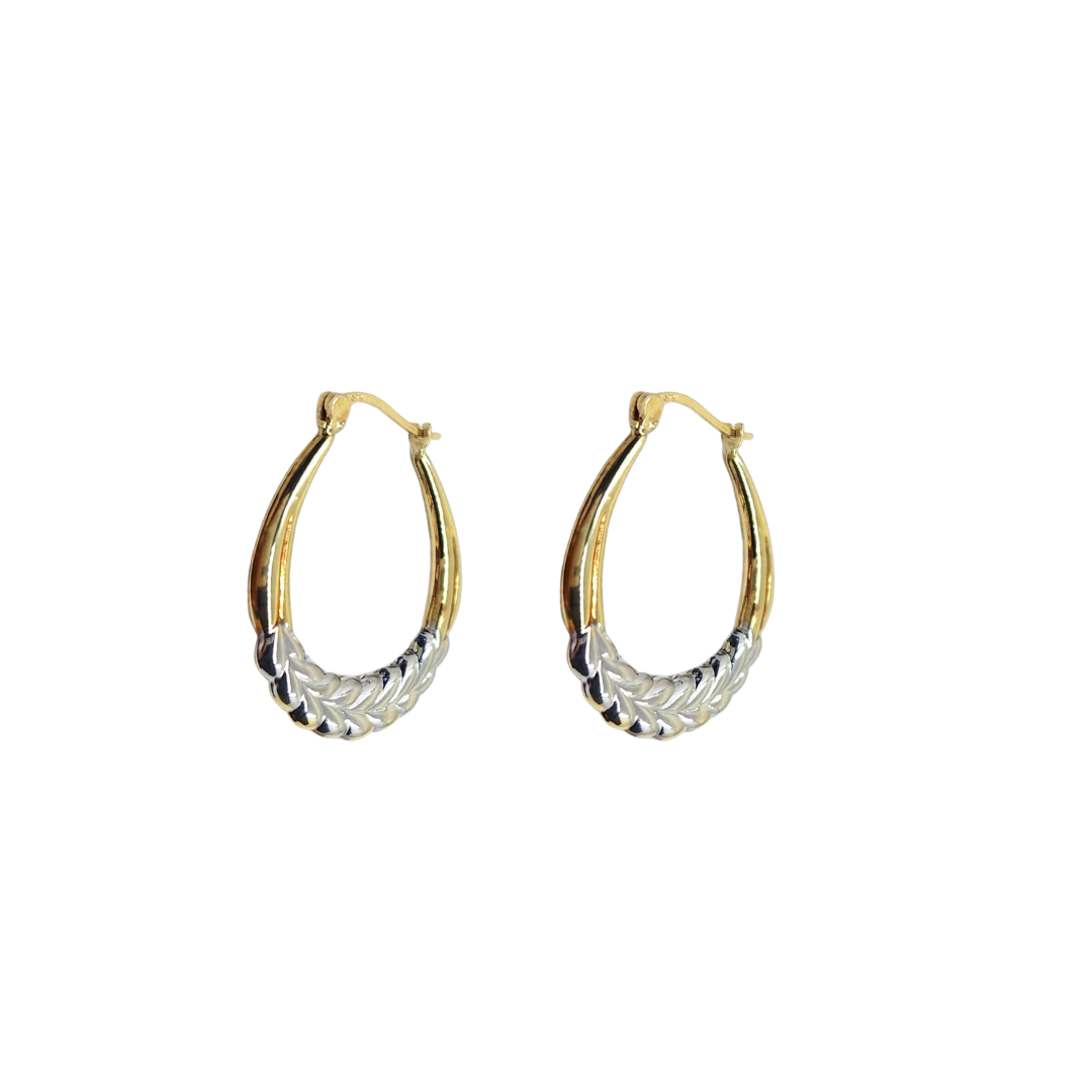 9ct Yellow & White Gold Creole Earrings