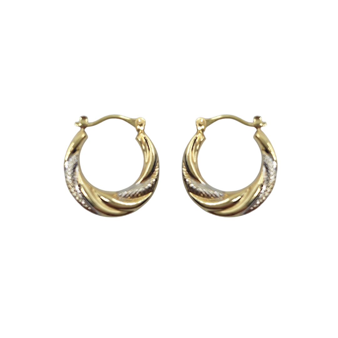 9ct Yellow & White Gold Creole Earrings