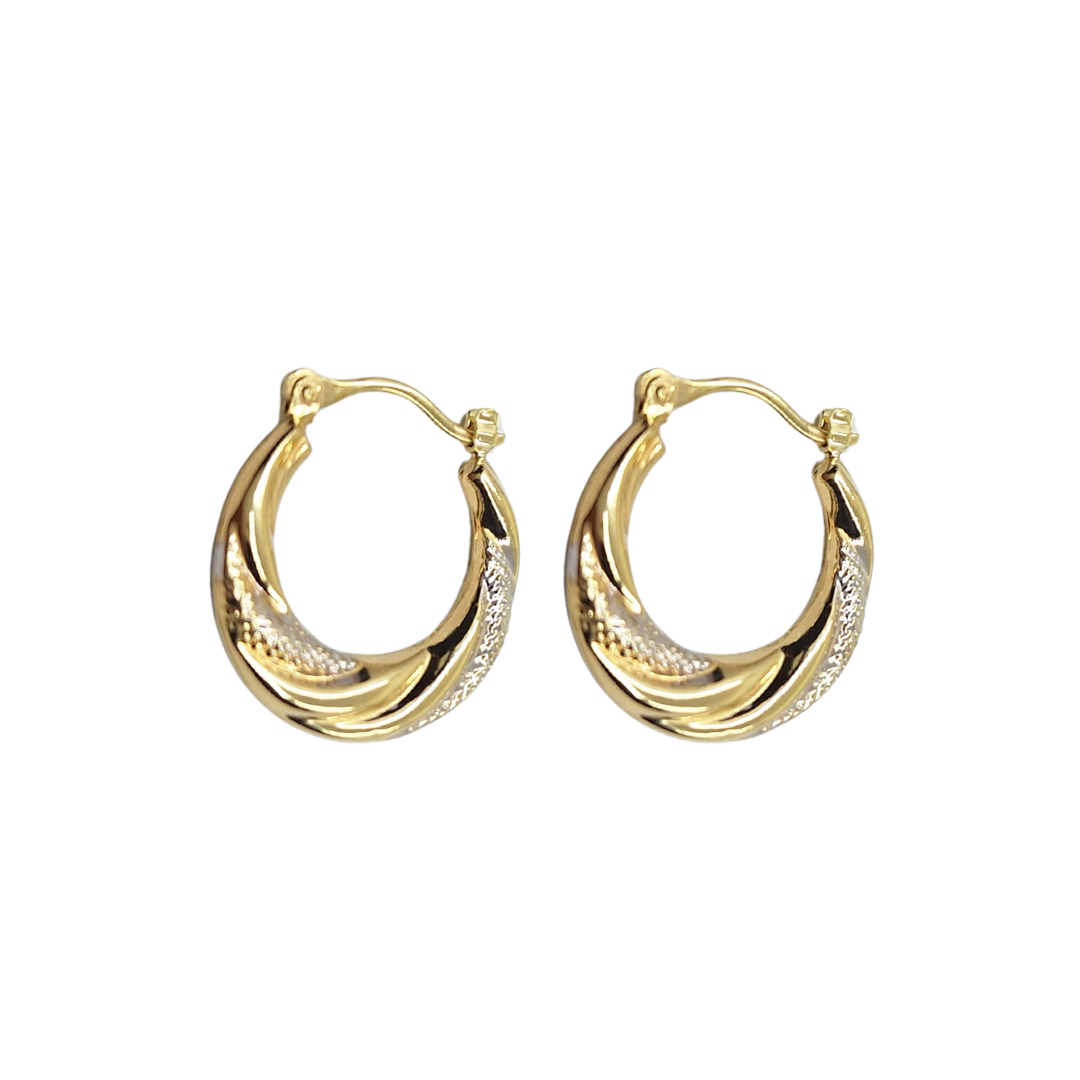 9ct Yellow & White Gold Creole Earrings