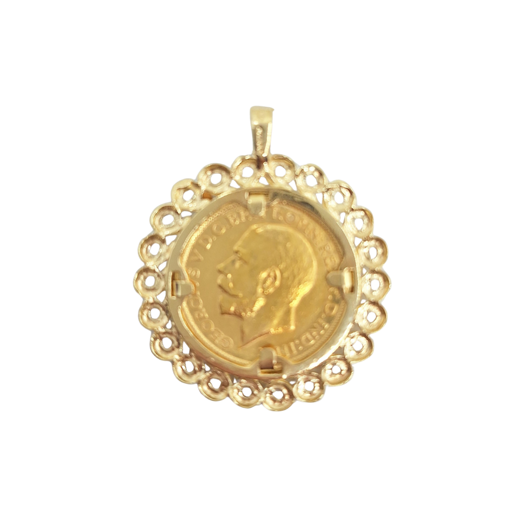 9ct/22ct Yellow Gold Full Sovereign Pendant 1911