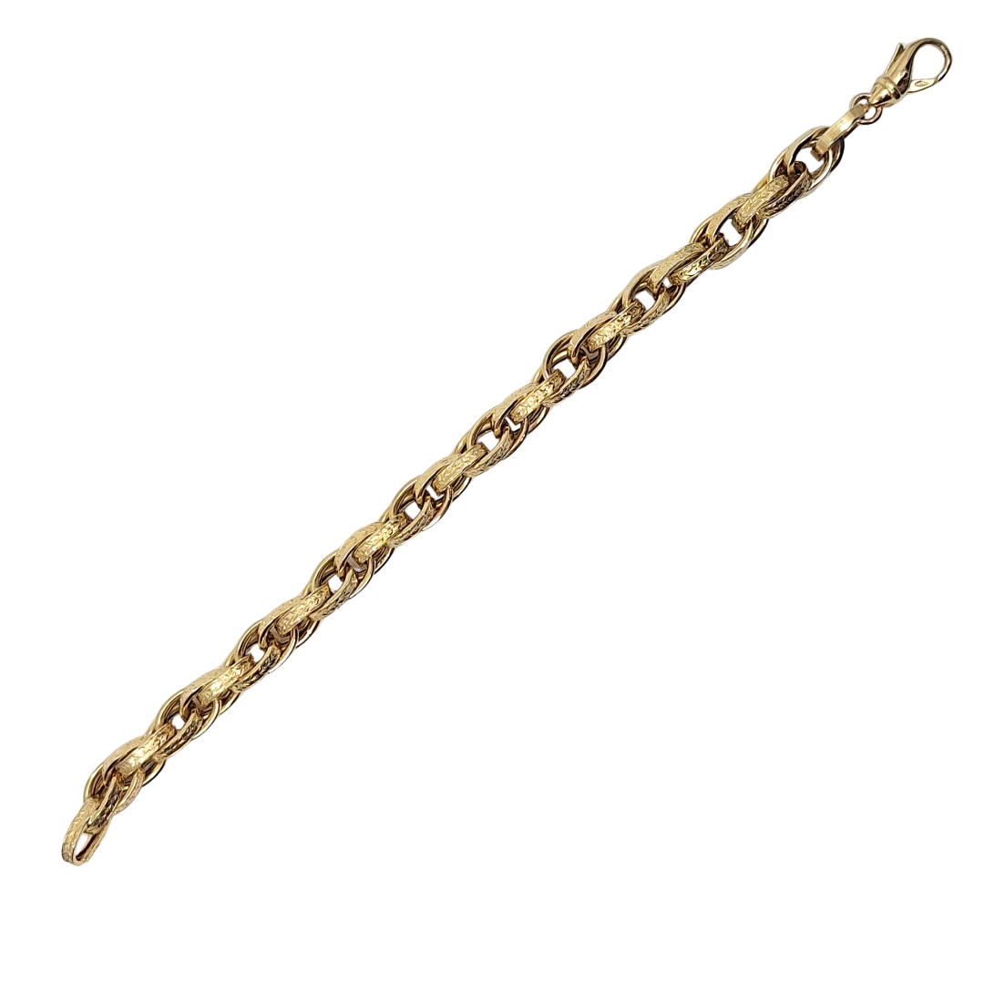 9ct Yellow Gold Patterned Prince Of Wales Bracelet 8"