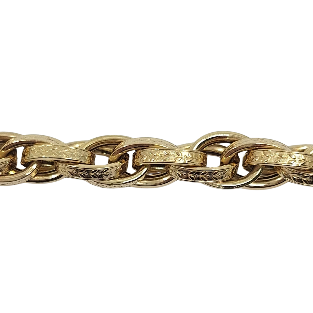 9ct Yellow Gold Patterned Prince Of Wales Bracelet 8"