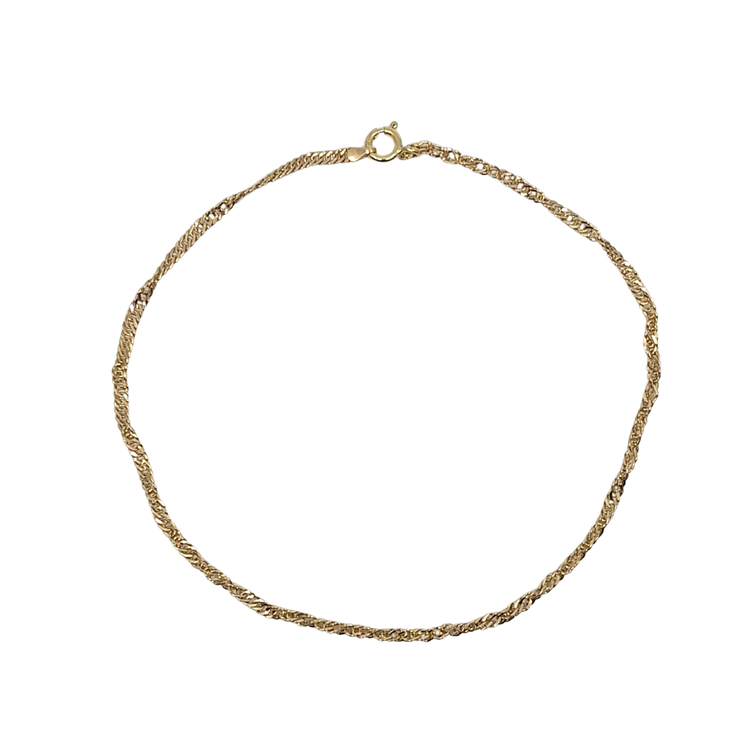 9ct Yellow Gold Singapore Anklet 11.5"